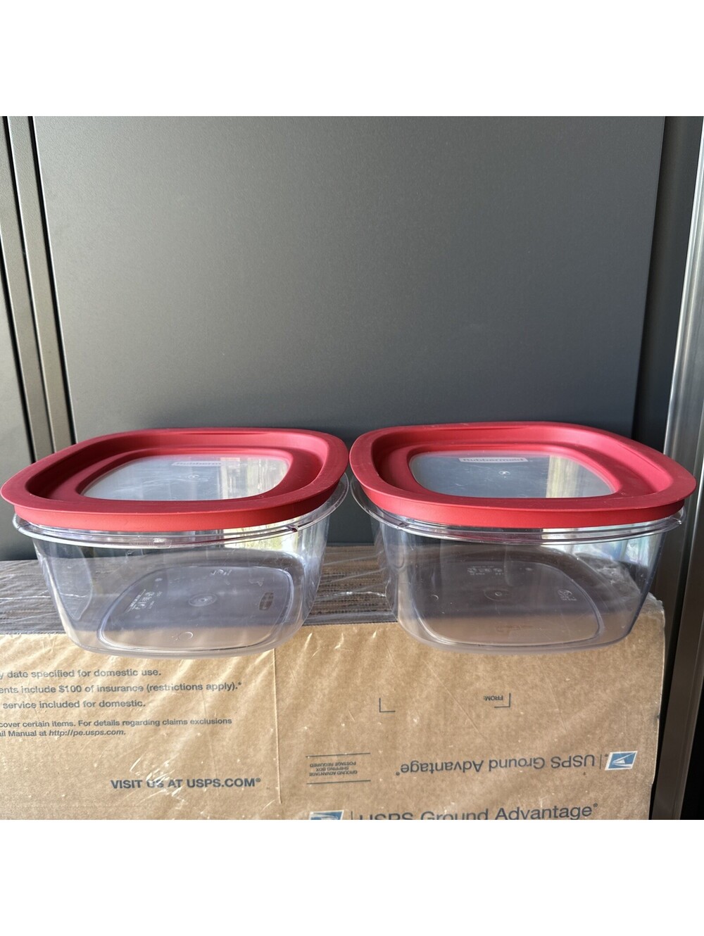 2x Rubbermaid Storage Container Premier Red see-through Lid 14 Cup FG 7H79 large